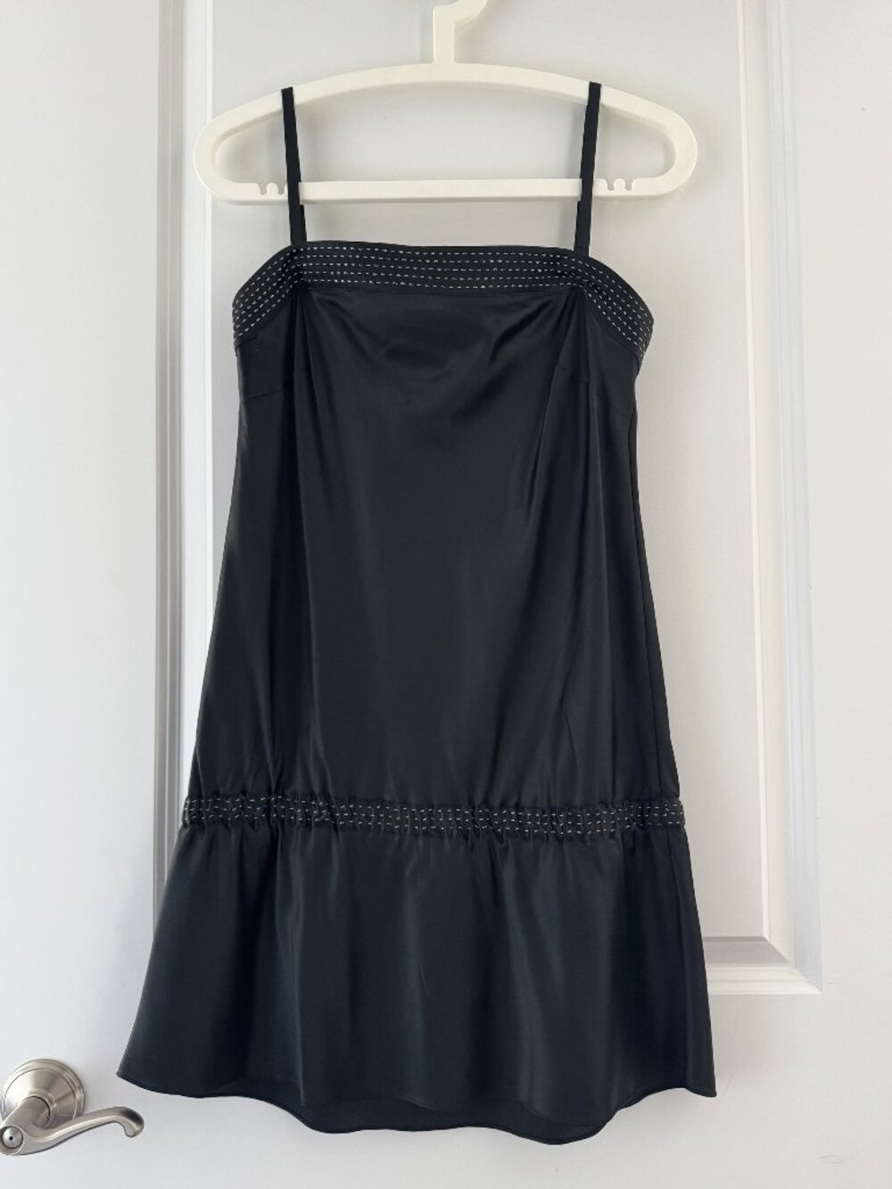 EXPRESS Silk Camisole Top – Black & Gold Stitch – Size S – NWOT
